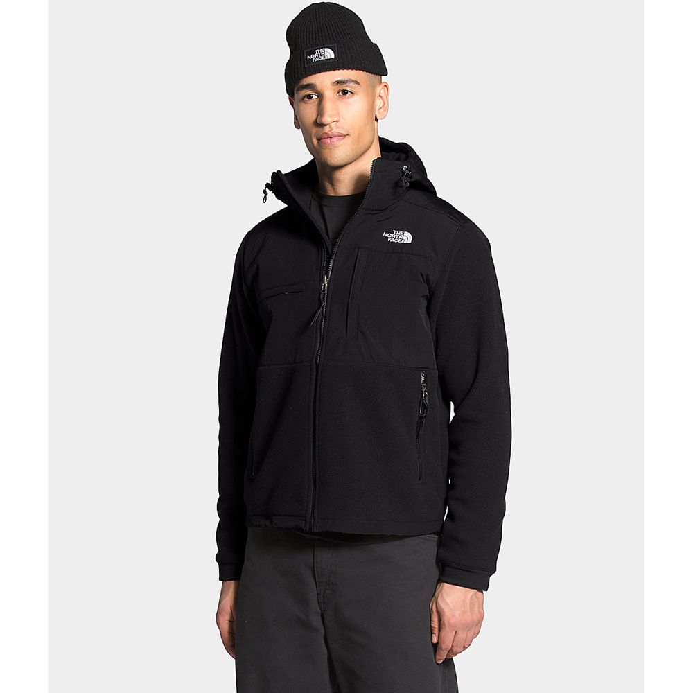 The North Face Hooded Jacket Mens Australia - The North Face Denali 2 Black Snow (KIA-023685)